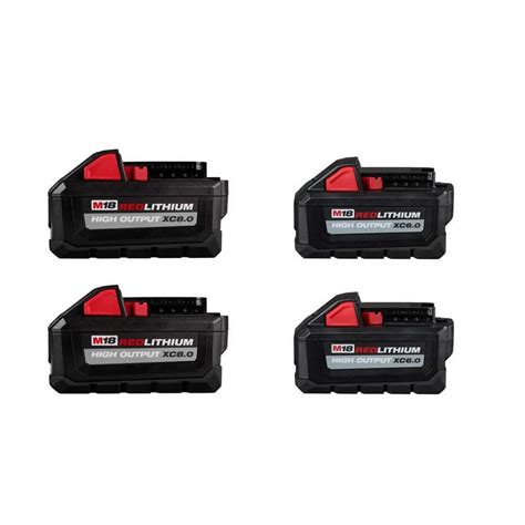 Milwaukee M18 18V Li-Ion High Output XC 2-Pack 8.0Ah + 2-Pack 6.0Ah ...