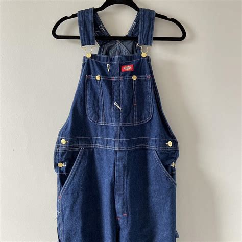 Dark wash Dickie’s carpenter overalls, no size but... - Depop