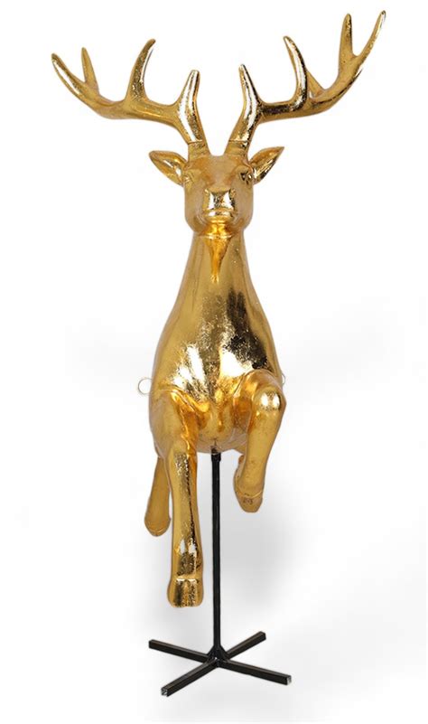 Gold Christmas Reindeer Statue Taking Off Life Size