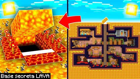 EL MEJOR BUNKER DE LAVA EN MINECRAFT BASE SECRETA DE LAVA MINECRAFT