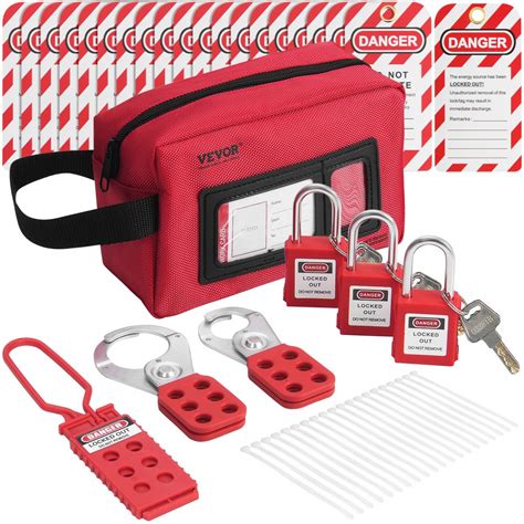 VEVOR Electrical Lockout Tagout Kit, 26 PCS Safety Loto Kit Includes Padlocks, Hasps, Tags ...