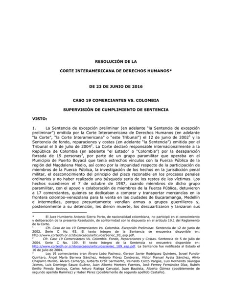 Resolución Corte Interamericana De Derechos Humanos