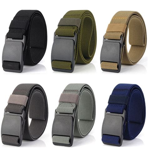 Mens Stretch Belt Quick Release Buckle Belt Strong Nylon Elastic