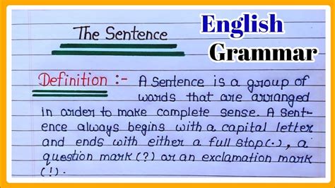 What Is Sentence Definition Of Sentences In English Sentences