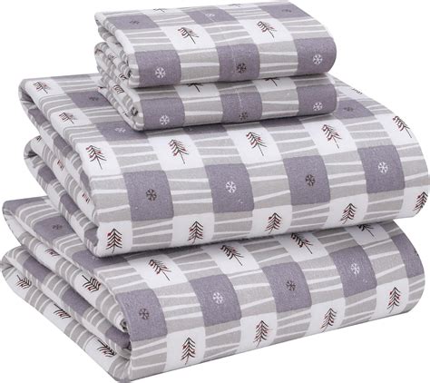 Ruvanti Queen Size Flannel Sheet Set Cotton Deep Pockets