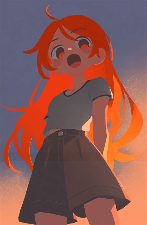 Safebooru 1girl Antenna Hair Arms Behind Back Clouds Fang Highres Long Hair Looking At Viewer