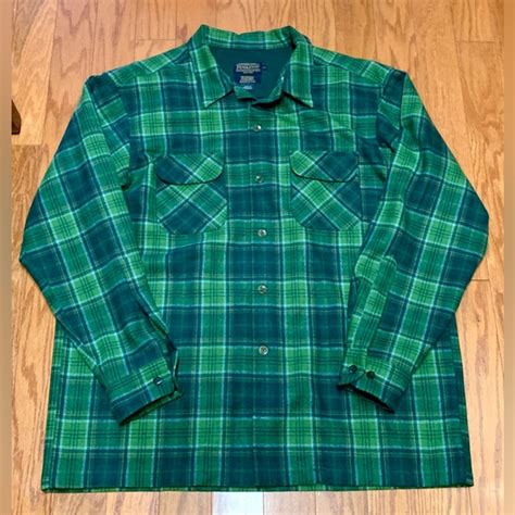 Pendleton Shirts Mens Xl 0 Wool Green Plaid Pendleton Board Shirt