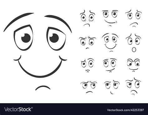 Hand draw emotions scribble doodle funny faces Vector Image