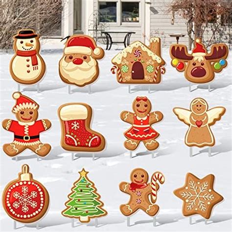 Amazon Bbto Pcs Christmas Gingerbread Man Yard Signs With