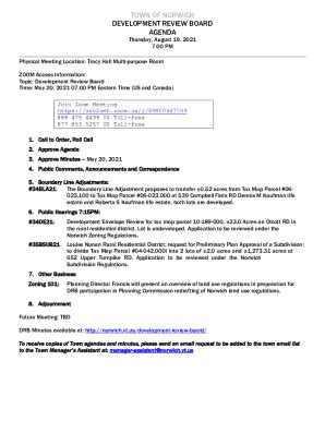 Fillable Online Norwich Vt Development Review Board Agendasofficial