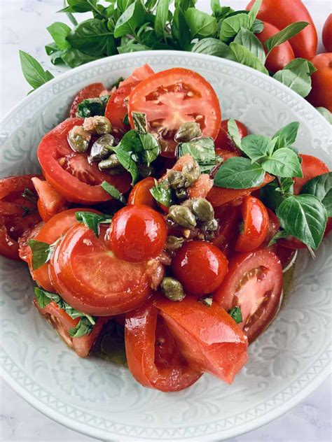 Recipe For Italian Tomato Salad Made With Fresh Basil Salads With