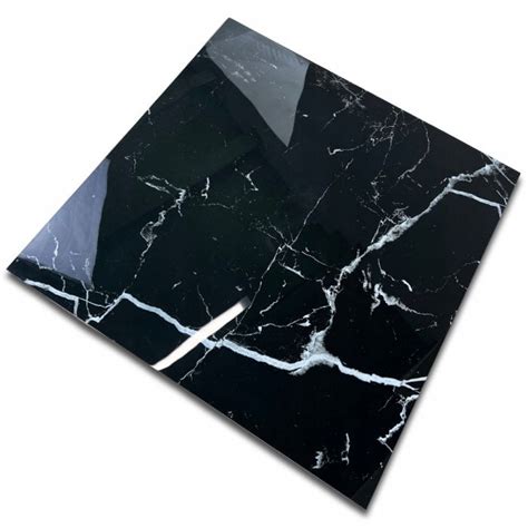 PŁYTKI PODŁOGOWE ŚCIENNE CZARNY MARMUR GRES AINARA BLACK 60X60 POŁYSK