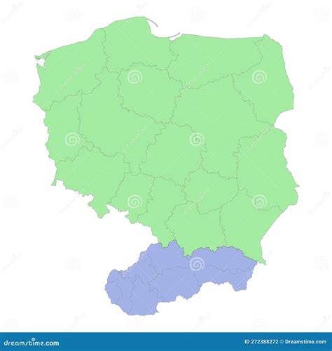 波兰和斯洛伐克与地区或省份接壤的高质量政治地图 向量例证 插画 包括有 部分 浮动 亚特兰提斯 272388272