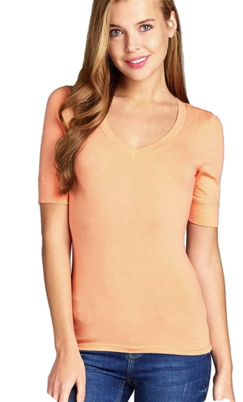 Women S Low Cut Size V Neck Elbow Half Sleeve Top Walmart