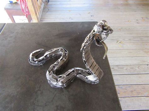 Welded King Cobra Snake Metal Sculpture Small Business Merch Etsy