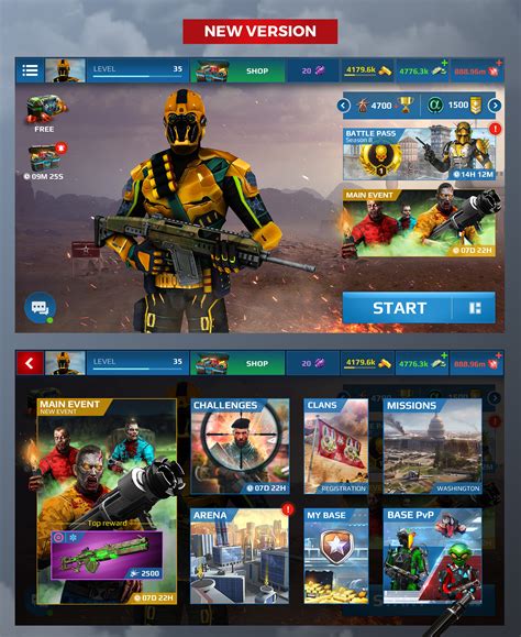 Main Menu Redesign Game Ui Sniper Fury Gameloft Behance