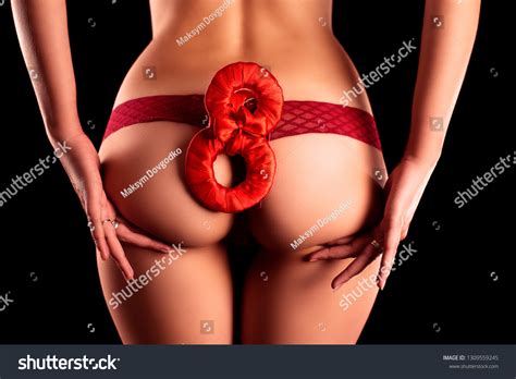Sexy Womens Naked Ass Red Thong Stock Photo Shutterstock