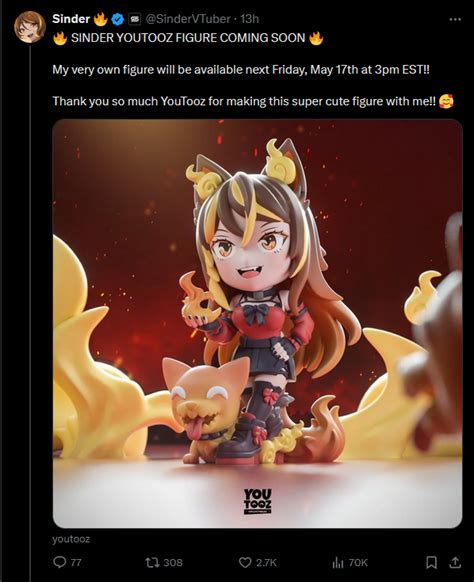 Sinder announces her own YOUTOOZ figure releasing on Friday May 17th! : r/VirtualYoutubers