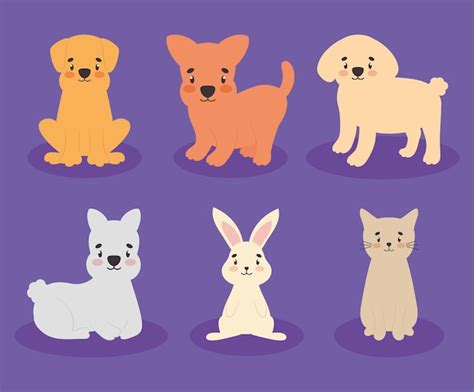 Premium Vector Cute Pets Icon Set