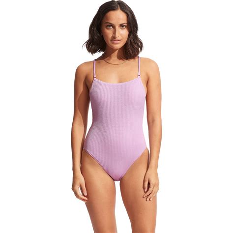 Seafolly Sea Dive Scoop Neck One Piece Swimsuit Womens Clothing