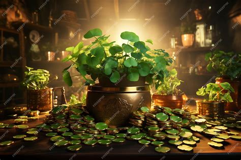 Premium Photo Backdrop Of Shamrocks Pots Of Gold Rainbow Lucky Table