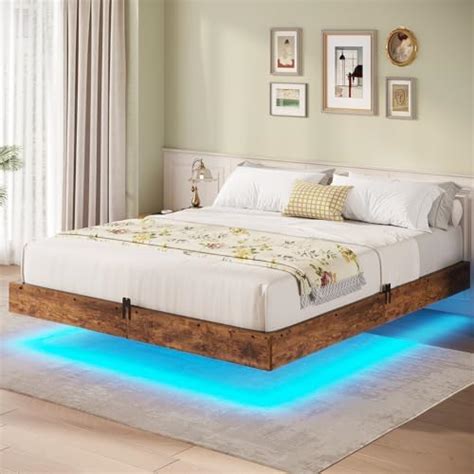 Bthfst Marco De Cama Flotante De Tama O Matrimonial Con Luces Led