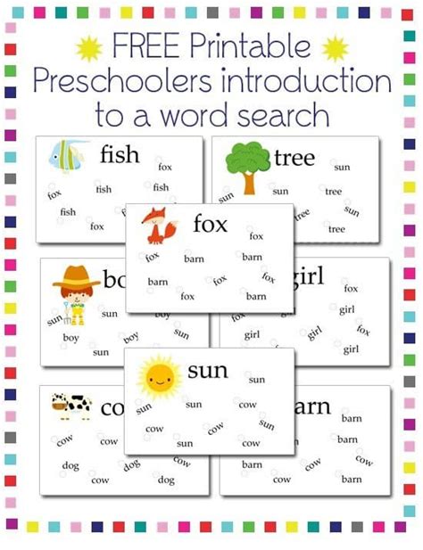 Free Preschool Word Search Printables