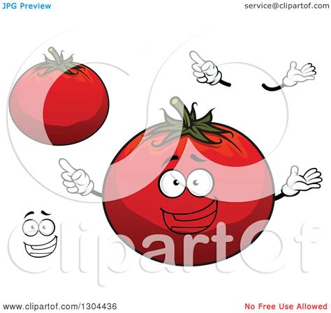 Clipart Of A Cartoon Face Hands And Red Tomatoes Royalty Free Vector Illustration By Vector