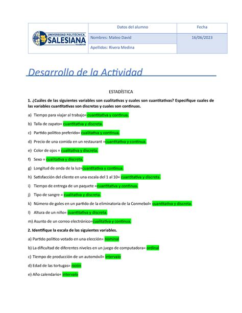 Rivera Mateo Estadística U2 Tarea 1 Datos del alumno Fecha Nombres