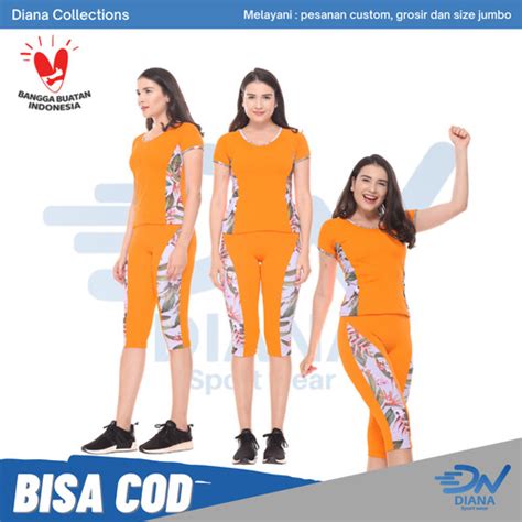 Jual Setelan Baju Senam Jumbo Wanita Pakaian Baju Senam Wanita Orange