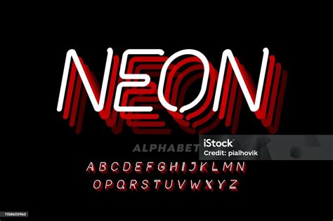 Neon Light Style Font Stock Illustration - Download Image Now ...