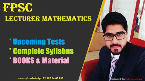 FPSC Lecturer Maths Syllabus Books YouTube