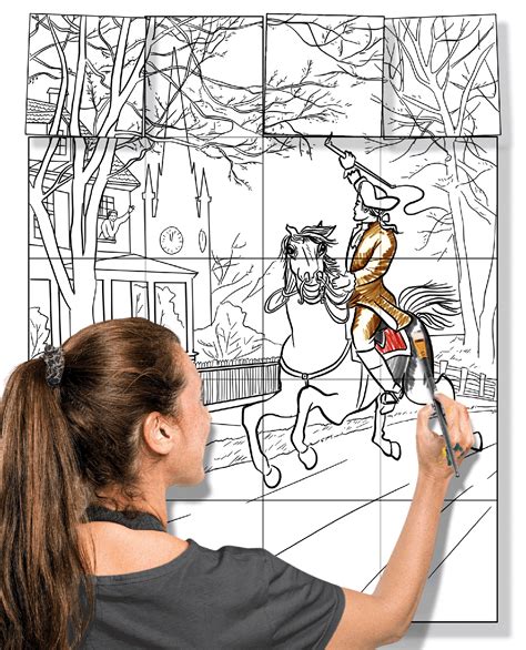 Póster Gigante Para Colorear El Paseo De Medianoche De Paul Revere