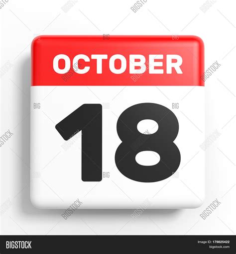 October 18 Calendar On White Image And Photo Bigstock