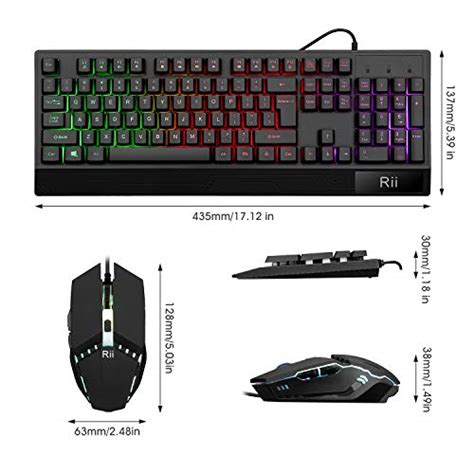 Rii RK400 RGB Gaming Teclado y ratón combinado con cable mecán