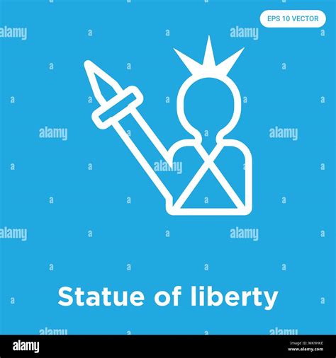 La Estatua De La Libertad Icono Vectorial Aislado Sobre Fondo Azul