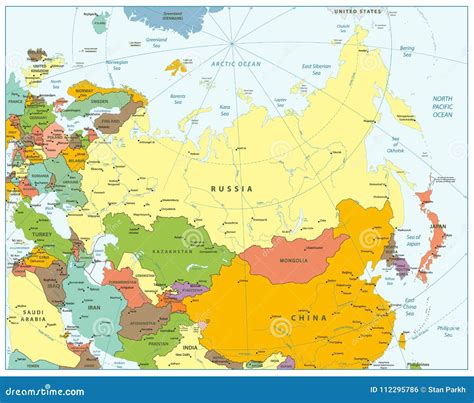 Eurasia Political Map Stock Vector Illustration Of Iran 112295786