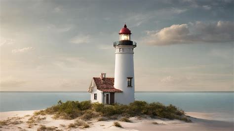 Free Desktop Wallpaper Lighthouse on a desert island version | Premium ...