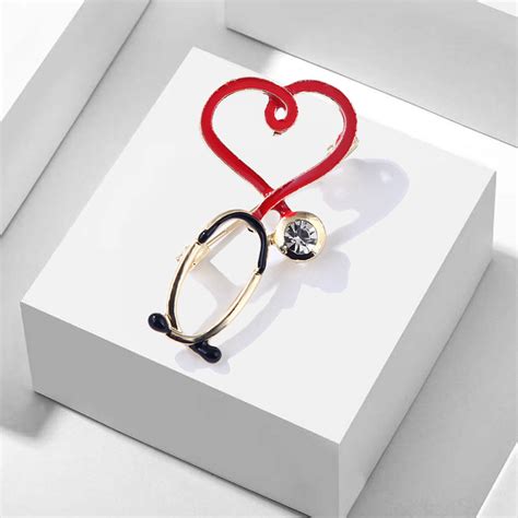 Nurse Heartbeat Stethoscope Brooch