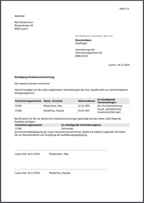 K Ndigung F R Versicherung Kostenlos Als Pdf Online Erstellen