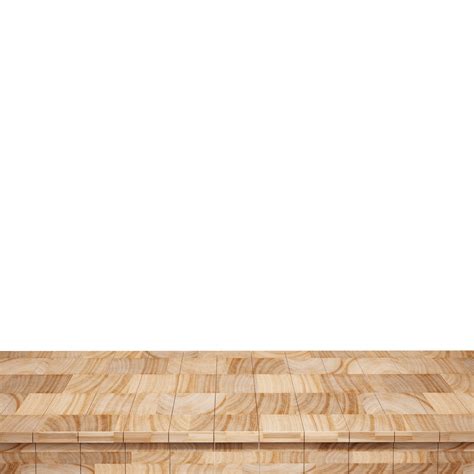 Wooden Table Foreground Wood Table Top Front View 3d Render Isolated