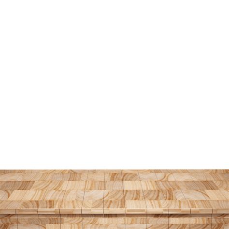 Wooden table foreground, wood table top front view 3d render isolated 15315754 PNG