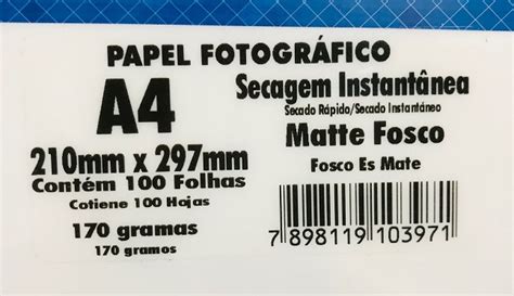 Papel A4 170G Masterprint Matte Fosco 100 Folhas Masterprint