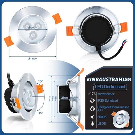 Jiubiaz 10x Spots LED Encastrables Orientables Spot Encastrable 3W