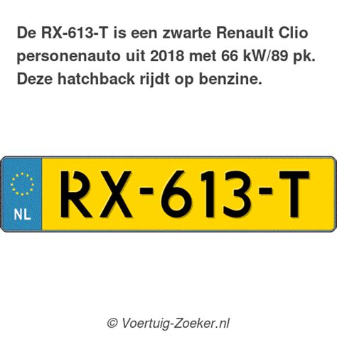 Kenteken RX 613 T Renault Clio Auto RX613T Voertuig Zoeker Nl