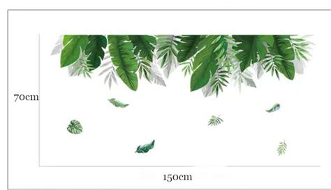 Large Leaf Wall Decals Green Plant Removable Leaves Wallpaper Etsy