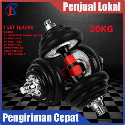 SPEEDS Dumbell Barbel Set 20Kg Tiang Angkat Beban Besi Stainless 20 Kg