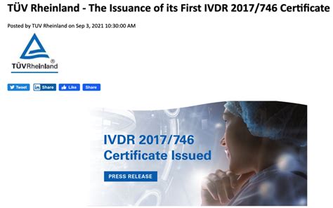 TÜV Rheinland TUV es emite el primer certificado con el reglamento