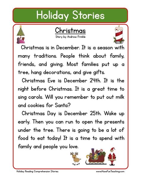 Reading Comprehension Worksheet Christmas Christmas Reading