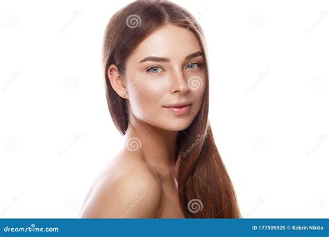 Beautiful Young Girl With A Light Natural Make Up And Perfect Skin